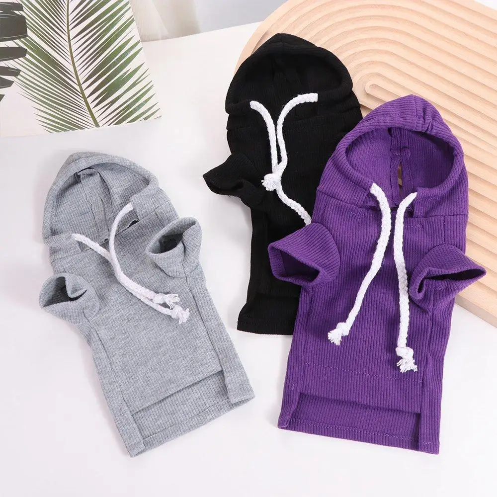 Cute Ferret Hoodie Solid Color Drawstring Hooded Sweatshirt Thick Fleece Foreleg Elastic Hamster Guinea Clothes