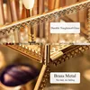 360 Degree Rotating Glass Makeup Organizer, Large Cosmetics Storage Display Holder with Gold Trim for Vanity, Clear Makeup 4