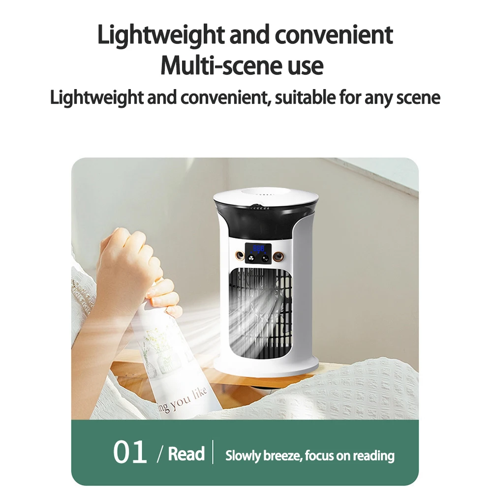 Mute Desktop USB Mini Portable Air Conditioner Fan for Room Home Camping Humidifier Water Mist Cooling Fan Night Lamp Air Cooler