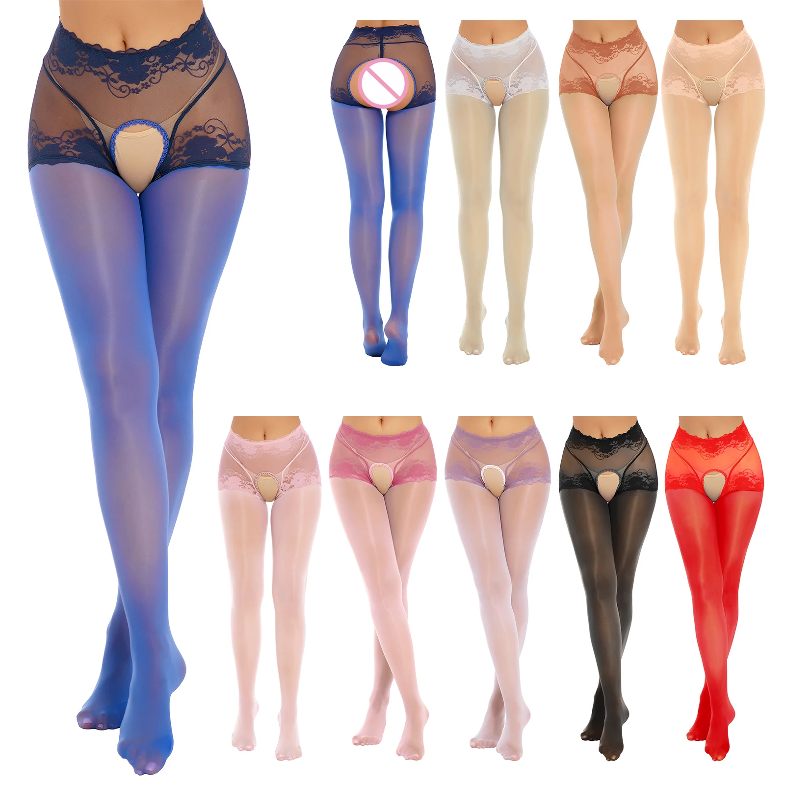 

Women's Sheer Tights Open Crotch Pantyhose Floral Lace Stockings Shaping Pantyhose Slimming Butt Lifting Leggings