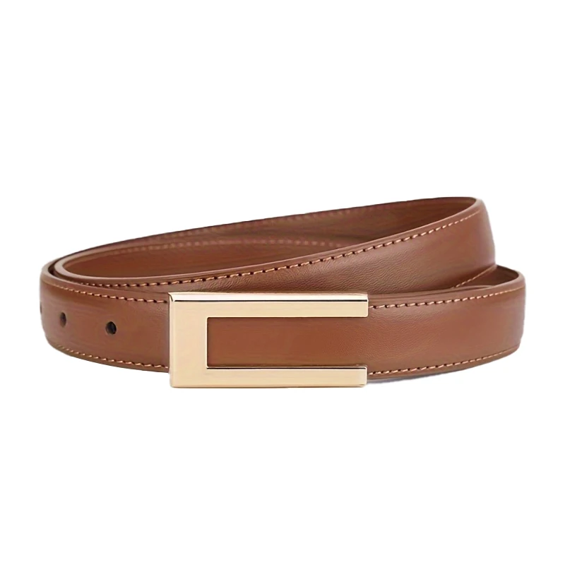 Modischer und vielseitiger Damen-Jeansrock mit U-förmiger Legierungsschnalle, PU-Gürtel, lässiger, dünner, universeller Gürtel für alle vier Jahreszeiten. – Detail 1