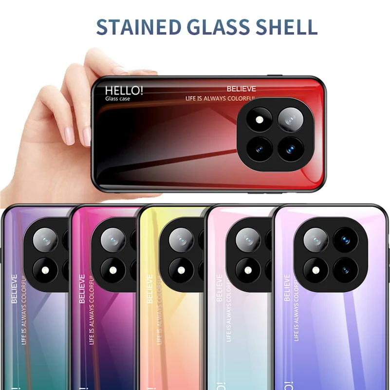 Gradient Tempered Glass Protective Glossy Back Cover Case