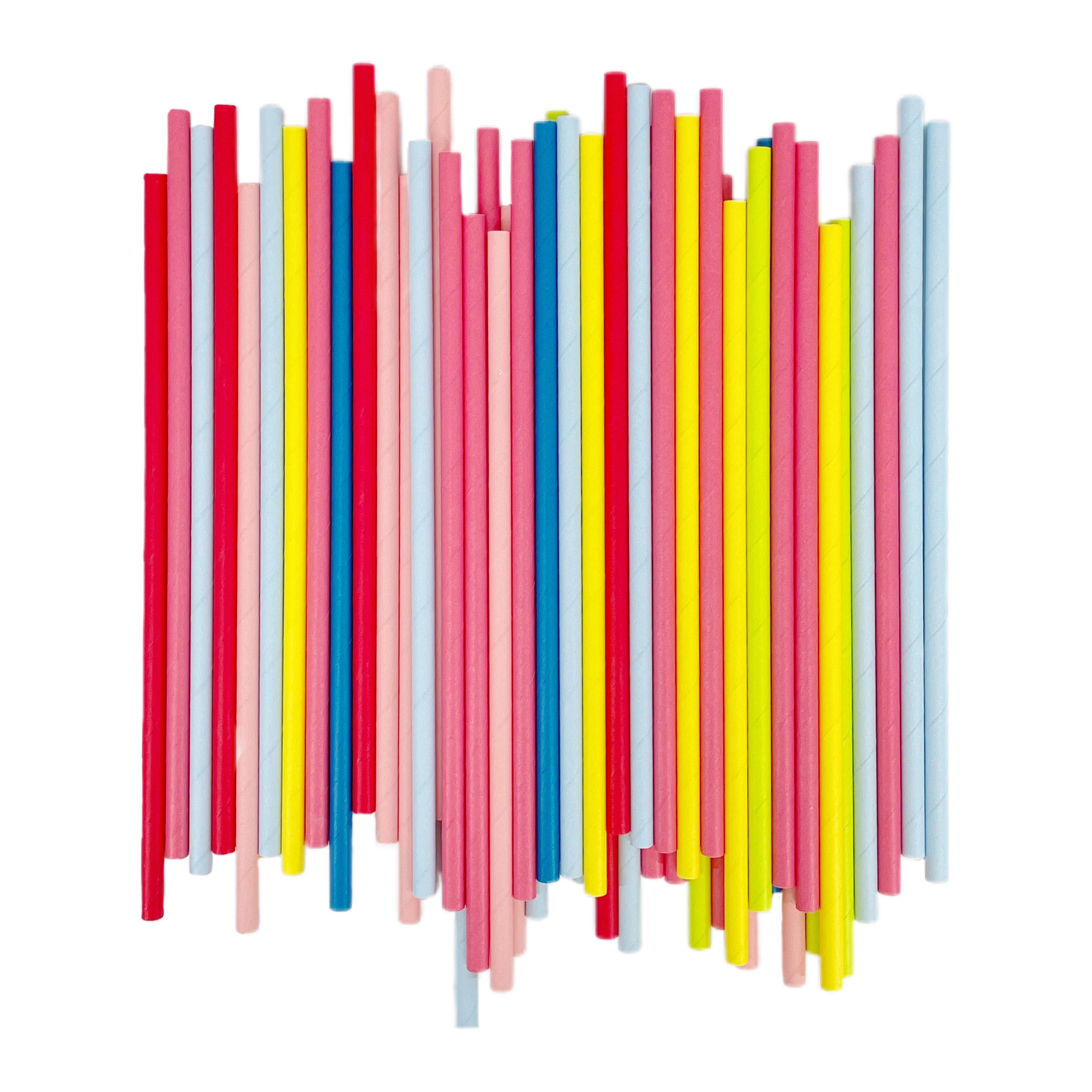 200pcs-disposable paper straws-mixed solid color-length 6*197mm-environmental and good-environmental degradable