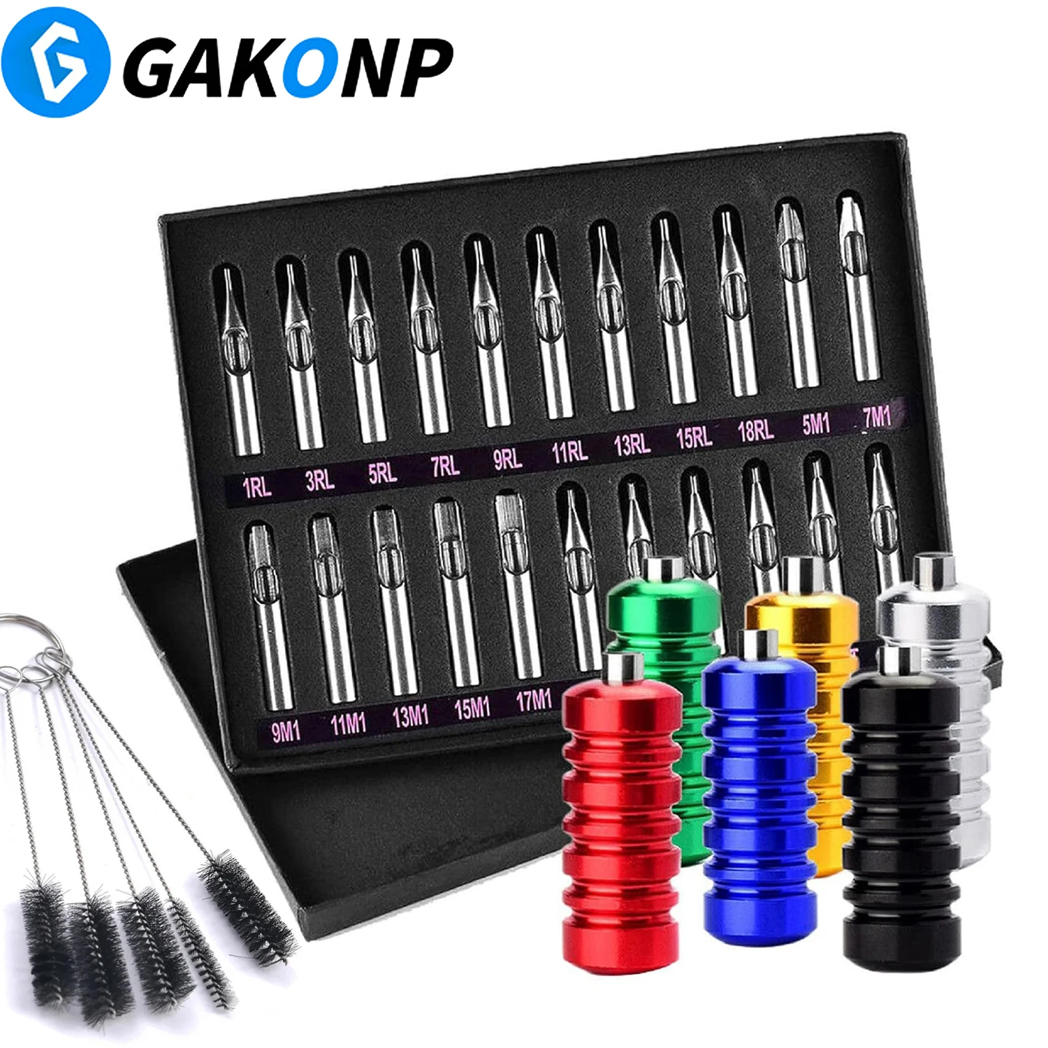 Tattoo Nozzle Tips Kit RT FT DT Stainless Steel Mixd Sizes Tattoo Tip Tube Kits Assorted Tip for Coil Machine