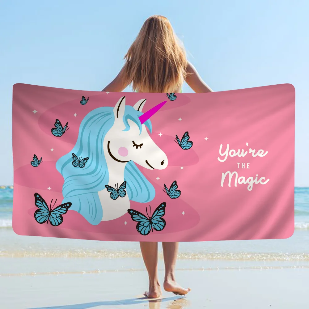 Unicorn Cartoon Microfiber Printed Beach Towel Mountain Climbing Yoga Beach Swimming Running Absorbent Soft Towel 3