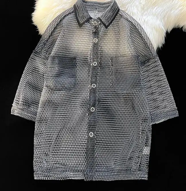 

Мужская рубашка, сетчатая прозрачная блузка, сетка для танцев на ночном клубе