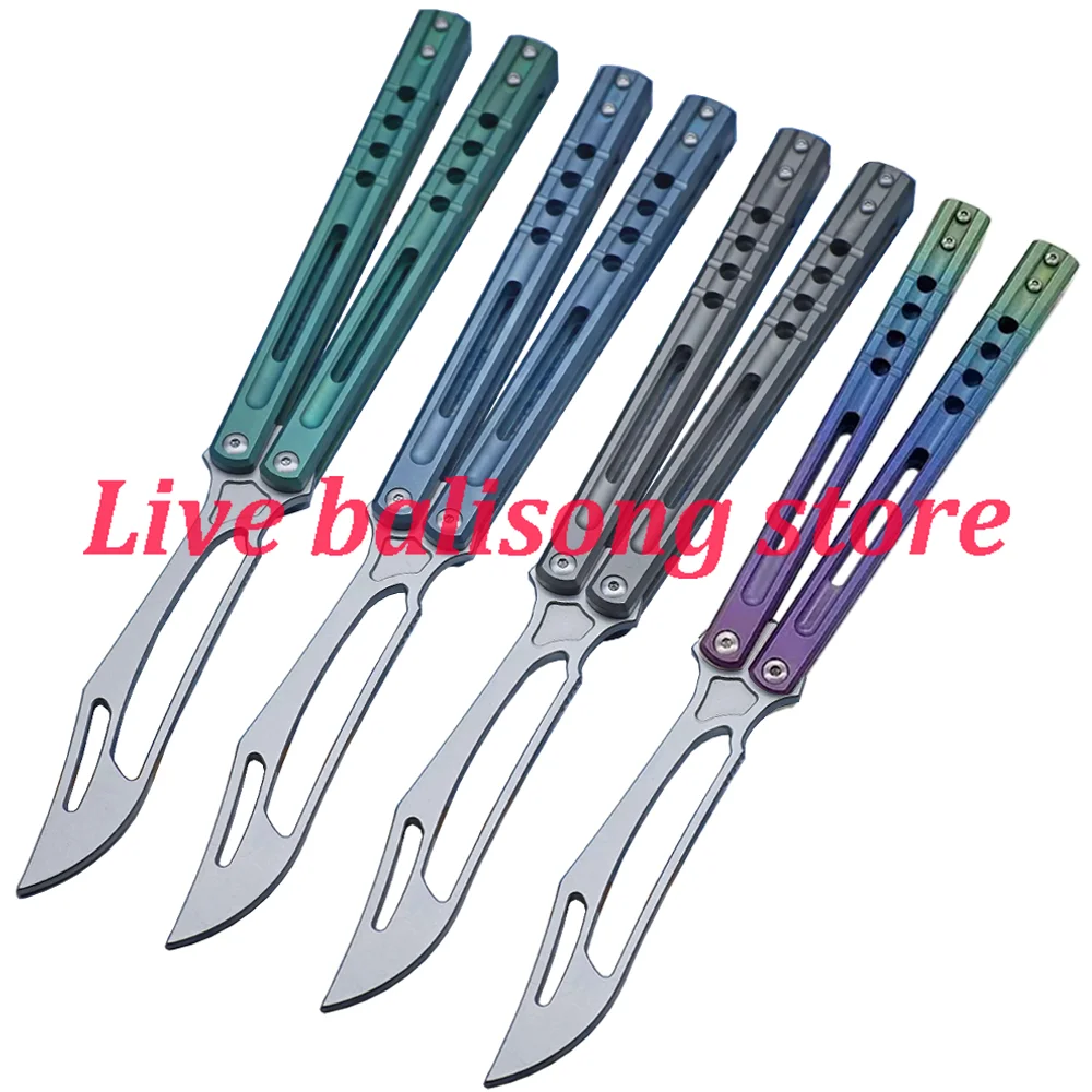 Theone JK Orca Clone Sandwich Titanium Handle Balisong Trainer Butterfly Trainer knife Flipper 