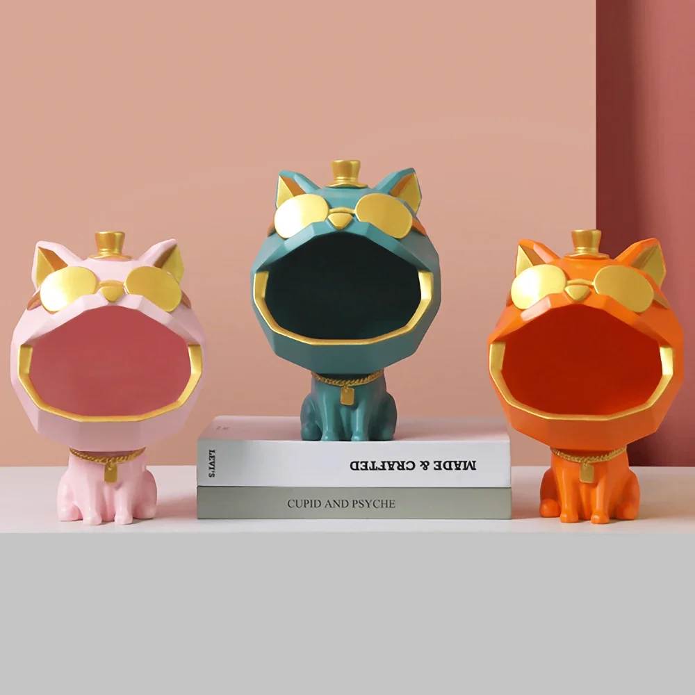 

Fashion Cat Animal Figurines Storage Box,Home Interior Living Room Bedroom Decor,Animal Model Statue Sculpture Table Decoration