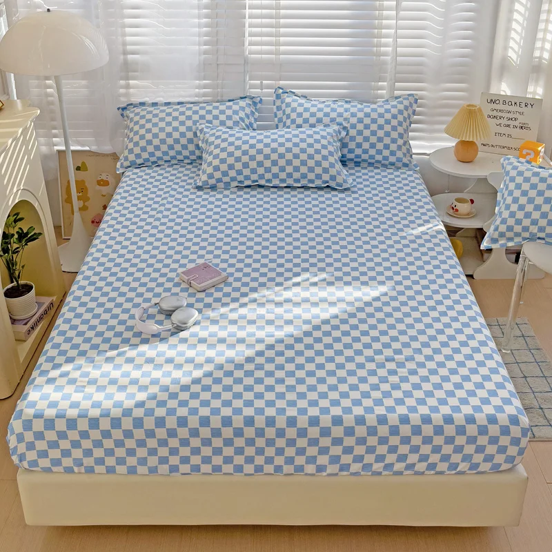 Plaid Fitted Sheet Simple Style Single/Queen/King Bedroom Home Bed Sheet Mattress Cover Pad Bedsheet ( Pillowcase Can Order ) 2