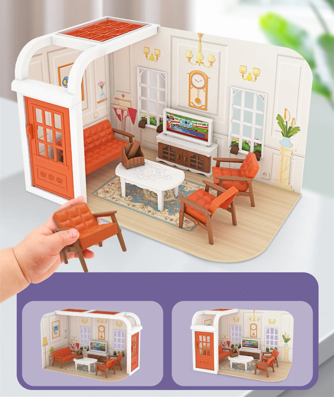 Original Toys Miniature Items Furniture Family Toys Dollhouse LivingRoom Bathroom Kitchen Set Pretend Creative Ideas Kids Toys 2