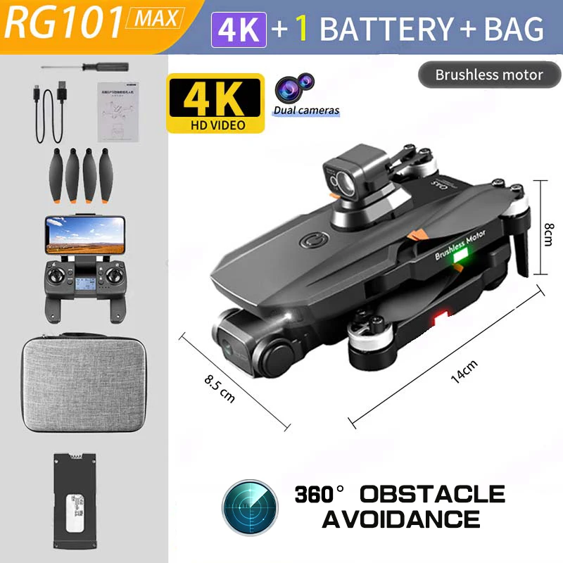 New RG101 MAX Mini Drone 4K Professional Dual HD Camera Infrared Obstacle Avoidance Altitude Hold Mode Foldable RC Plane Toys cute RC Helicopters RC Helicopters