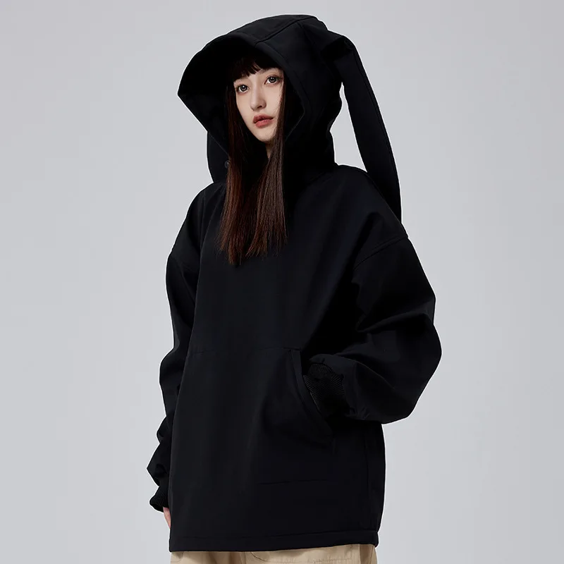 MUTUSNOW Women's And Men's Waterproof Windproof Ski Jacket Warm Hooded Loose Snow Coat Outdoor Sports Ski Sweatshirt