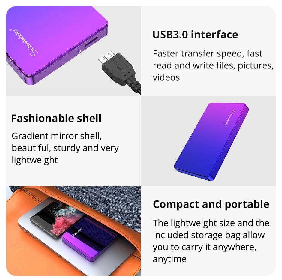 Somnambulist HDD 2,5 Zoll tragbare externe Festplatte 250GB 320GB 500GB 1TB USB 3,0 Speicher kompatibel für PC-Laptops TV PS4 Xbox – Detail 7