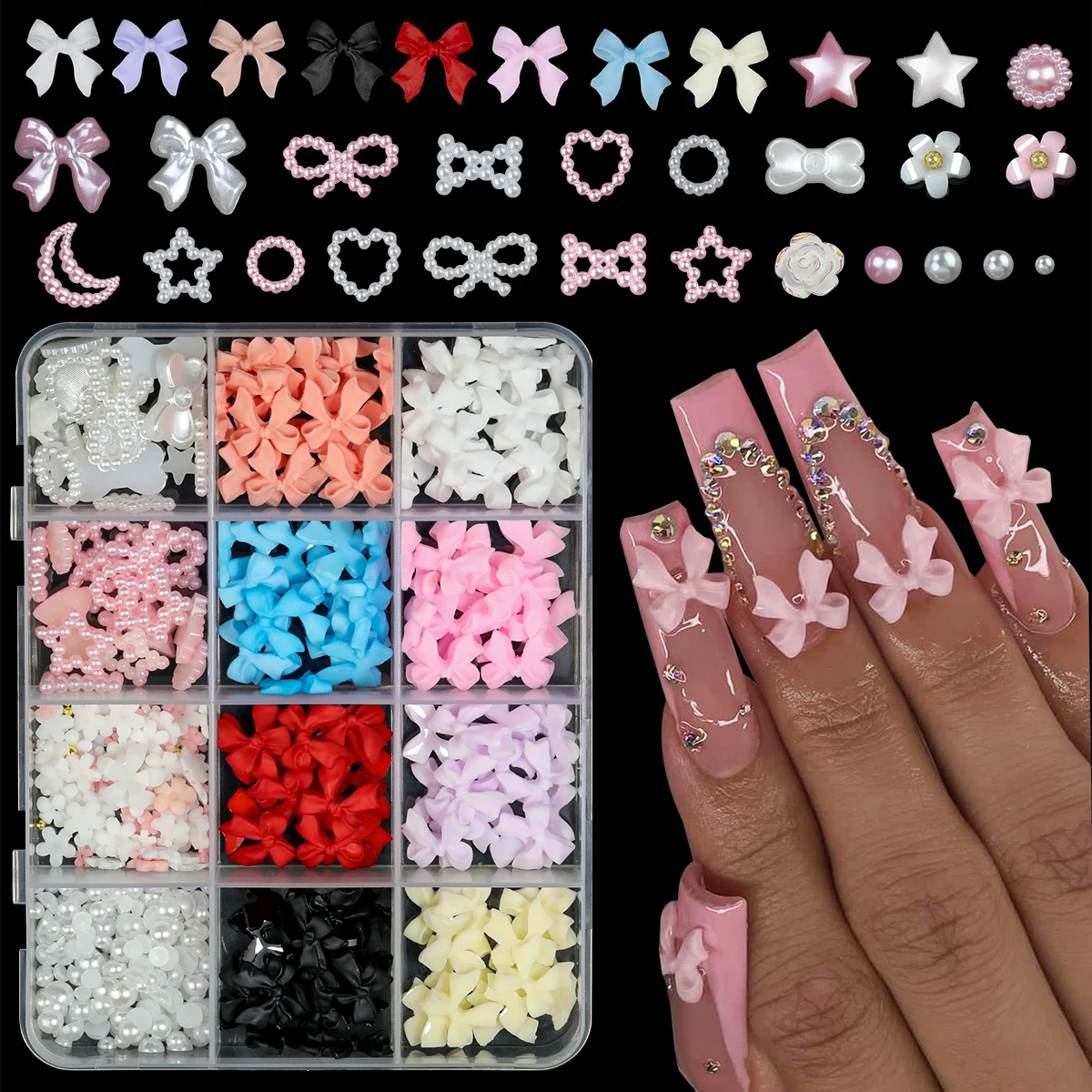 Mixed Resin Bowknot Nail Art Decorations
