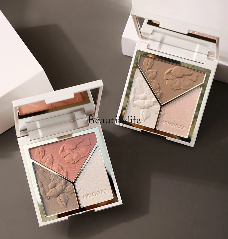 

Rigaoguang Repair Makeup Palette Matte Thin and Glittering Brightening Nose Shadow Blush Three-in-One