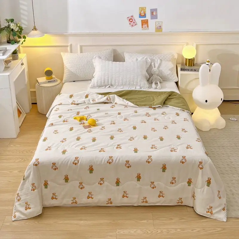 

Quilts Washed Soft Skin Friendly Summer Cool Double-layer Yarn Pure Cotton Air-conditioning Thin Comforter Breathable Quilt Core
