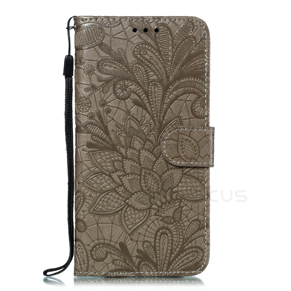 Lace Flower Flip Wallet Leather Phone Case Cover