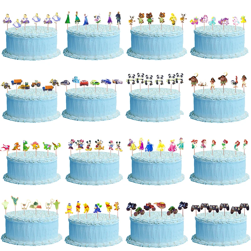 24Pcs Mickey Minnie Mouse Cupcake Toppers Pick Kids Birthday Party Decoration Unicorn Frozen Cake Flag Decorazioni Di Nozze