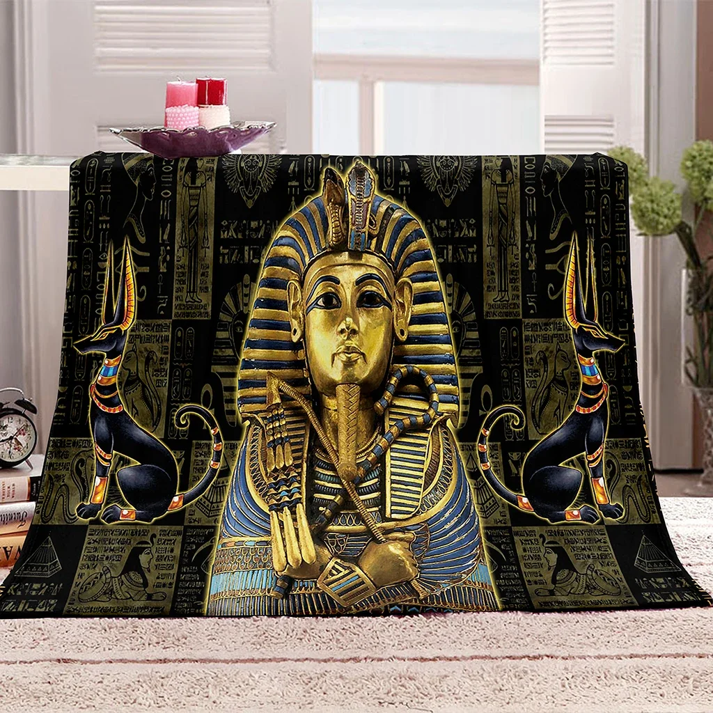 

Custom African Egyptian Pharaoh Luxury Retro Soft Throw Blanket for Home Bedroom Bed Travel Office Rest Cover Blanket