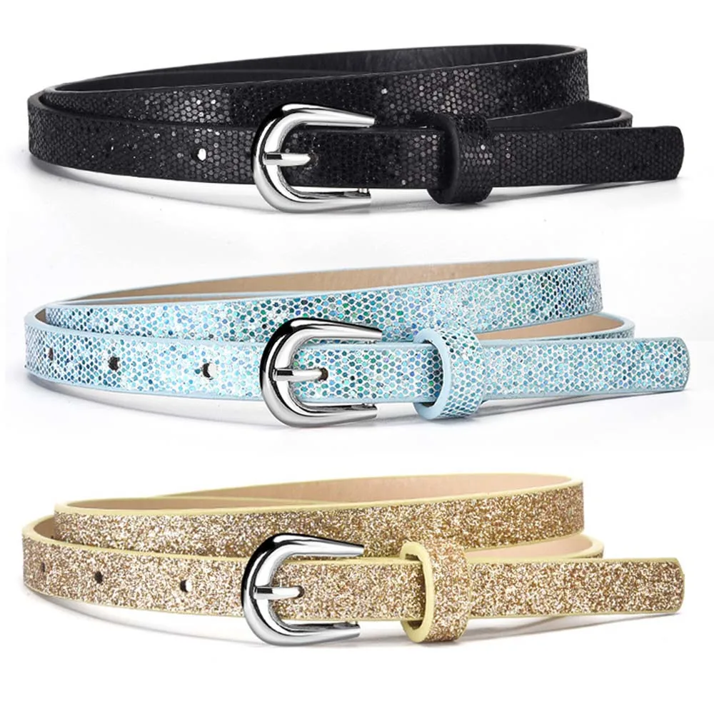 Colorful Sequin Children Belt Boys Girls Pu Leather Adjustable Belts Love Heart Eyelet Waist Belt Square Buckle Belts Waistband