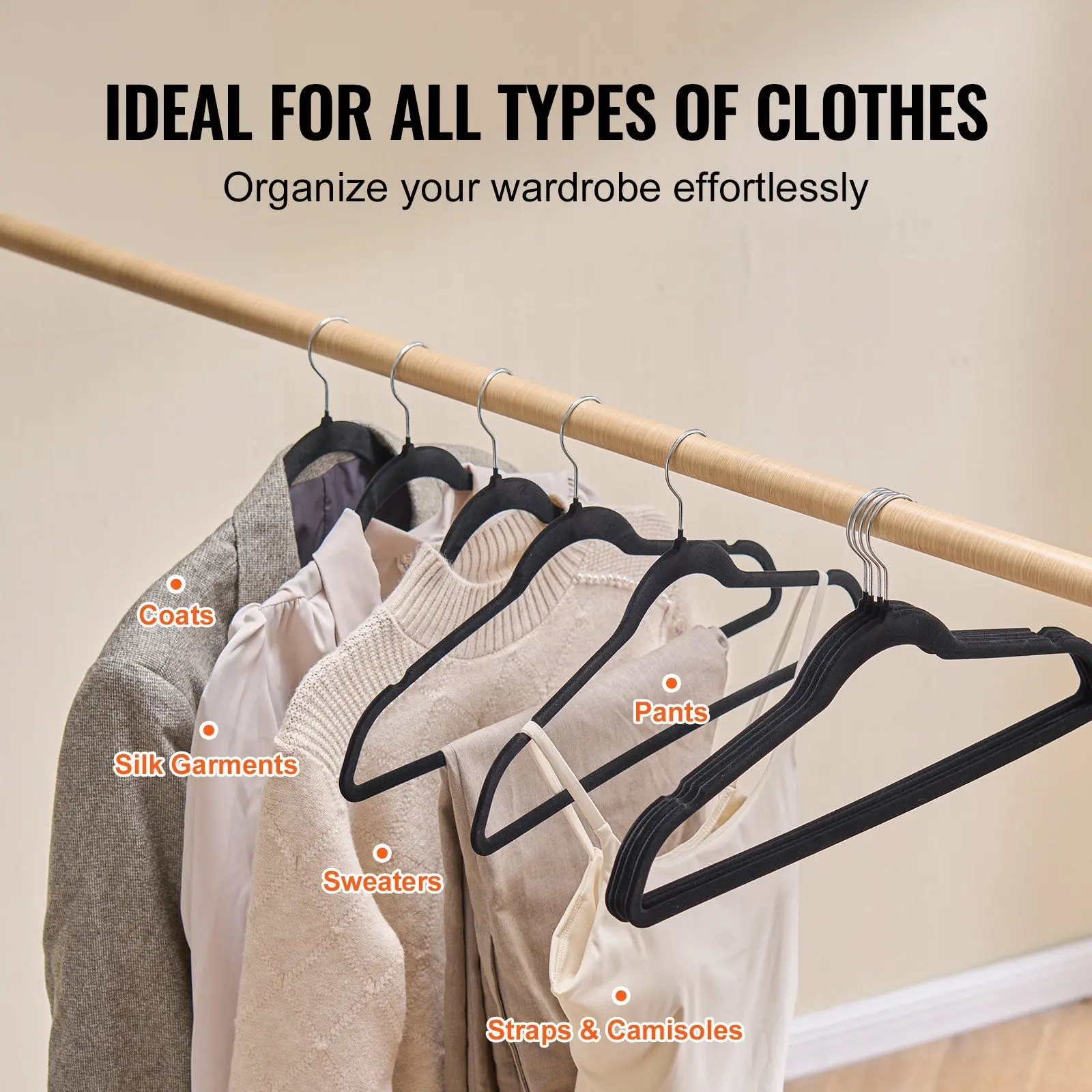 Hangers, 11lbs Load-Bearing, 50 Pack Black Velvet Hangers with 360 Degree Swivel Hook & 0.2 in Ultra-Thin Design, Non-Slip Spac 6