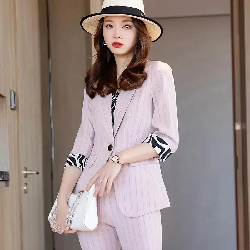 Formal Women Business Suits with Pants and Jackets Coat Spring Summer Female Blazers Pantsuits Professional Trousers Set