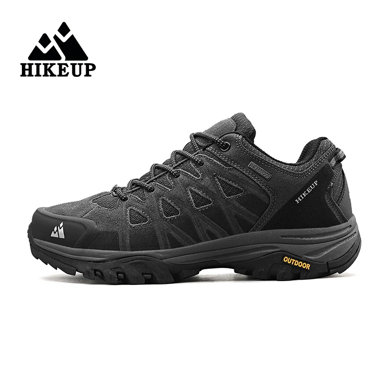 HIKEUP Hiking Shoes for Men Leather Trekking Shoes Camping Ankle Boots
