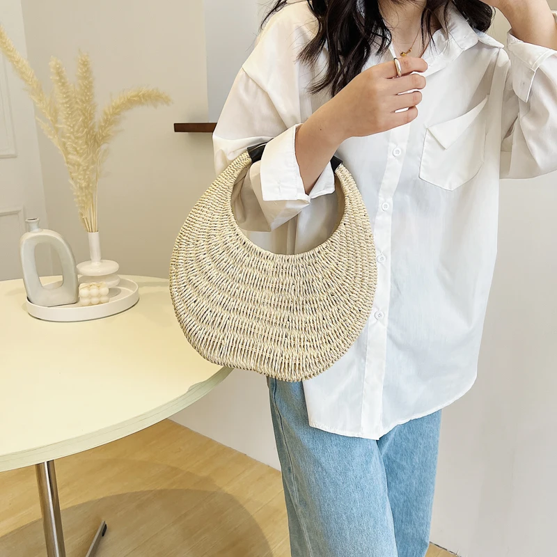 High Quality Women Small Straw Handbags Fashion Ladies Shoulder Tote Bags Designer Female Casual Beach Messenger Bags for Women