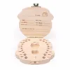 Baby Wood Tooth Box Organizer Milk Teeth Storage Language Spain English Collect Teeth Umbilica Save Gifts Baby Tooth Box 4