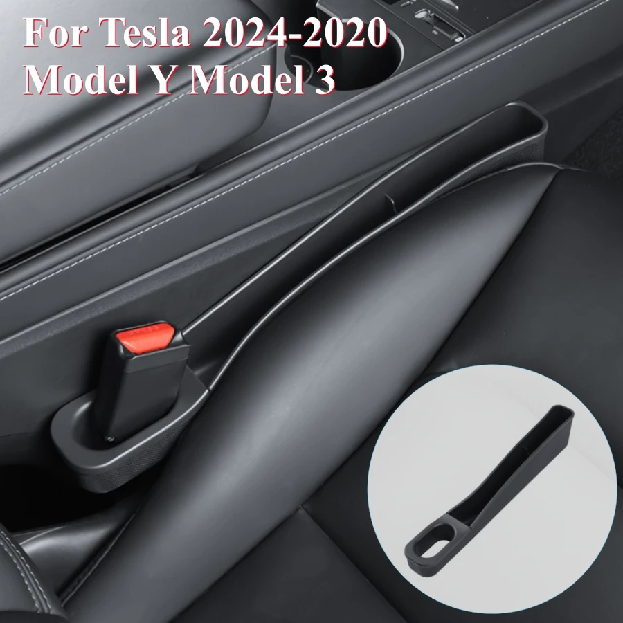 

For Tesla Model Y Model 3 2024-2020 TPE Seat Gap Filler Organizer Auto Console Side Extra Storage Model Y Seat Crevice Box