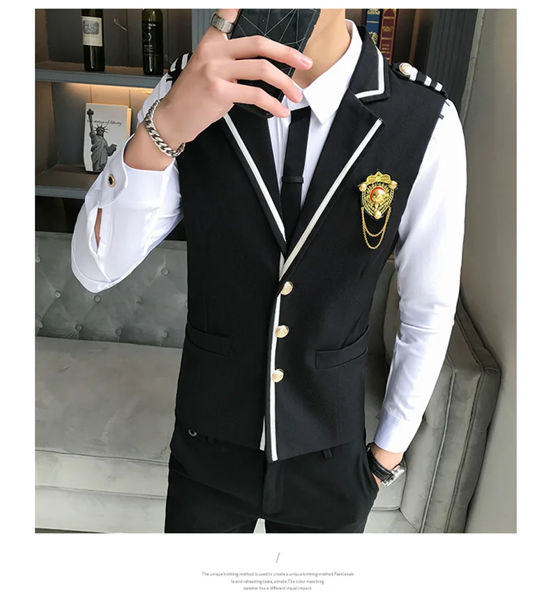 coat suit for men Turndown New Collar Solid Vest Men Plus Size Chaleco Hombre Single Breasted Business Formal Wear Suit Vests For Men 2022 Spring coat suit for men