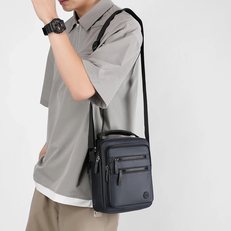 Men's large capacity multi-layer Shoulder Bag - adjustable shoulder strap, multiple zipper pockets, outdoor leisure style, durab