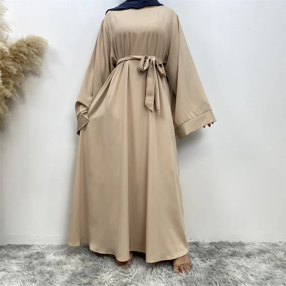 Fashion Plain Closed Abaya with Pockets Turkey Simple Abayas for Muslim Women Dubai Long Hijab Dress Ramadan Islam Kaftan Robe
