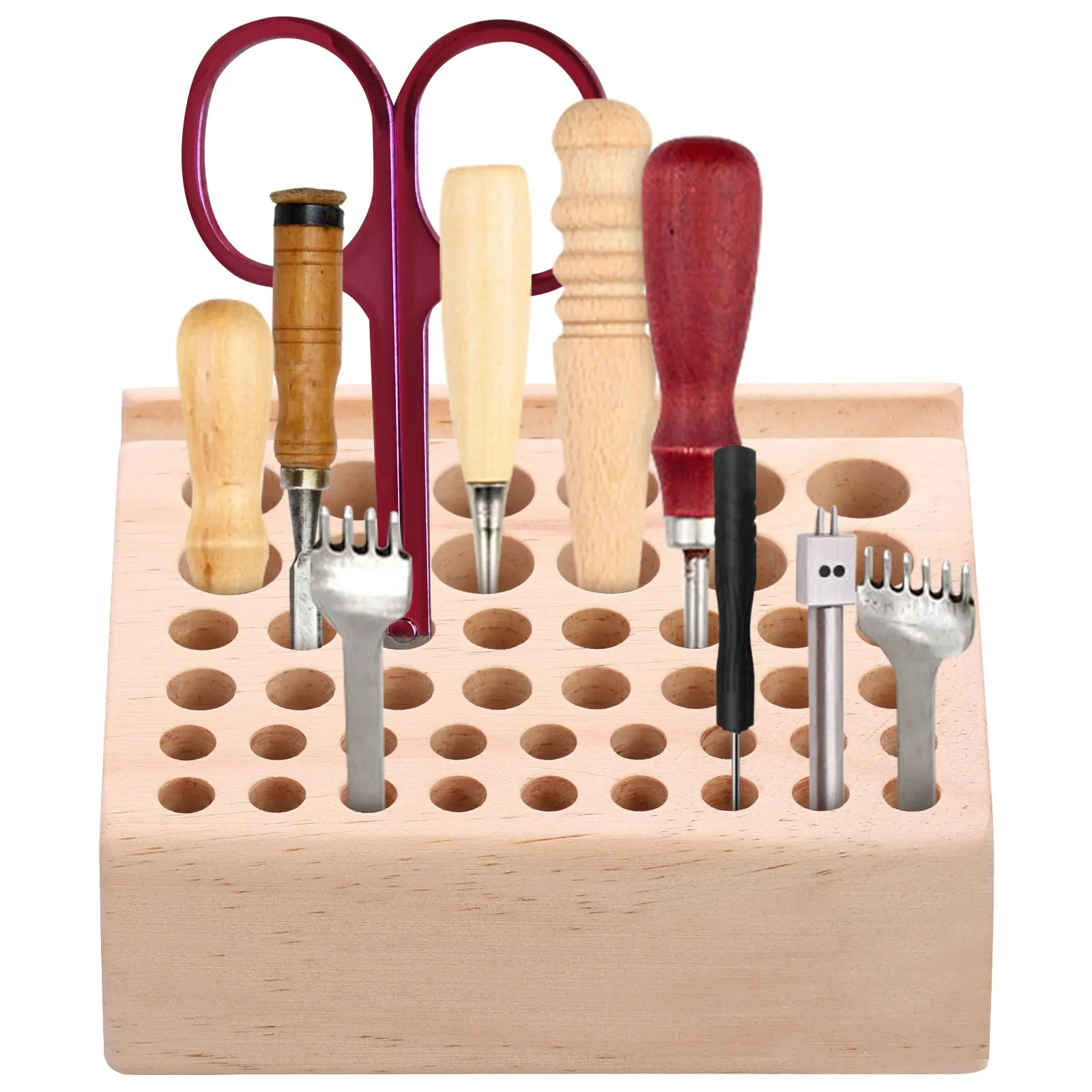 46/98 Holes Screwdriver Holder Wood Storage Rack Organizer For Scissors Screwdriver Wrench Pliers,Desk Top Tool Storage Rack