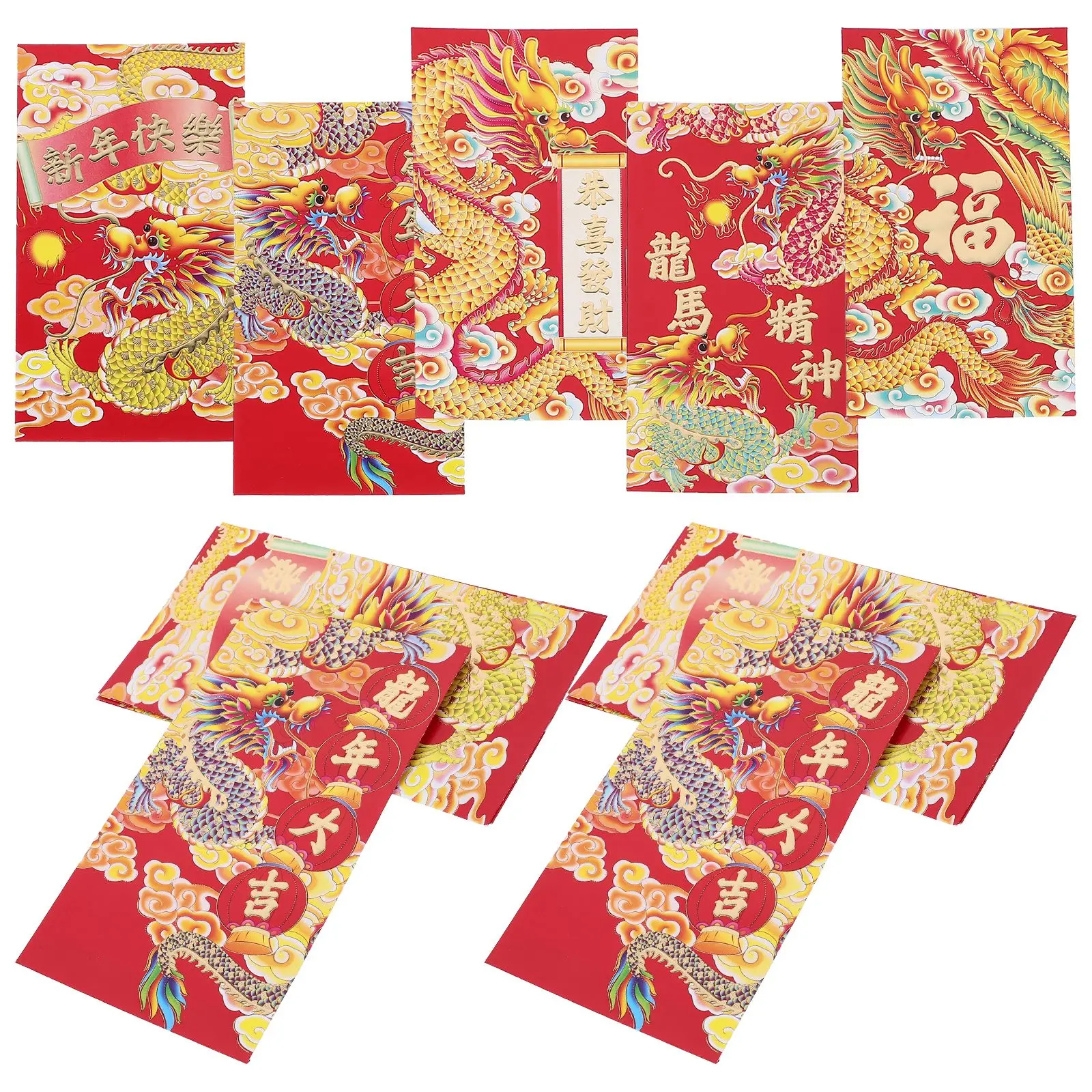 

30Pcs HongBao Dragon Year Red Envelopes Chinese Style Red Envelopes New Year Money Packets Lucky Money Bags Mixed Style