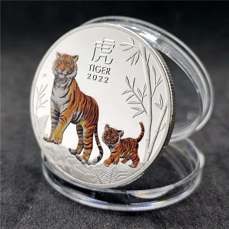 Description Picture 6 of itemGold Silver Coin Tiger Animal Non-currency Coins Year The Plated Coin 1 Oz Painted Commemorative Medal Craft Collection 2022