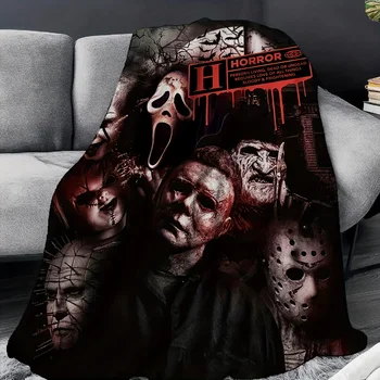 Halloween Blanket,Horror Movie Halloween Character Cover Blanket,Halloween Blanket - Suitable for sofa, bed, travel, camping, li 5