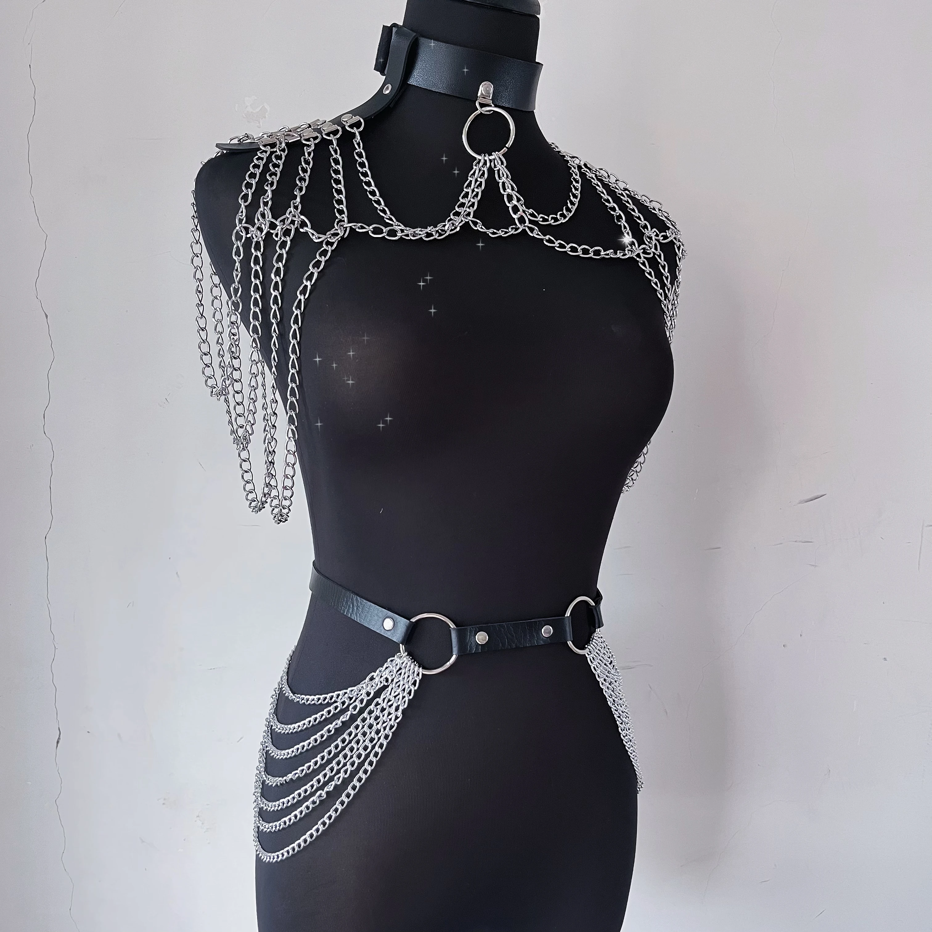 Сексуальное женское кожаное нижнее белье Bdsm Kit Body Harness Set Open ...