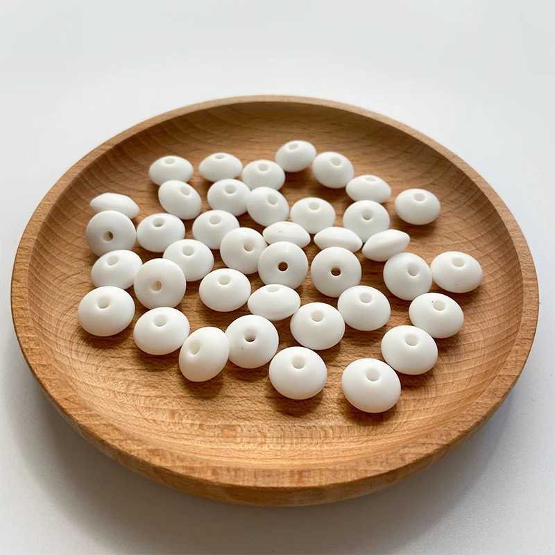 100pcs 12MM BPA Free Silicone Lentil Bead Baby Teether Chewing Bead DIY Nipple Chain Bracelet Necklace Jewelry Accessories