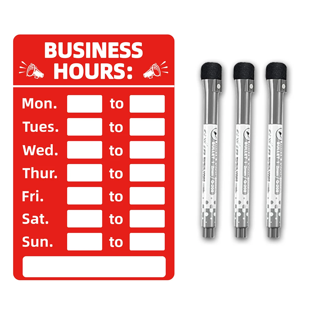

Erasable Pen Hours Sign Pink With 3PCS/Set Yellow 8x12inch Black Business Changeable Erasable Pen For Any Store