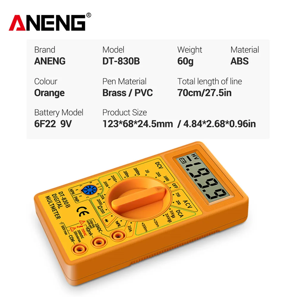 ANENG DT830B Multimeter Tester Handheld Multimetre Digital Multimeters Professional Multi Meter Multimetro Ohm Maltimeter Tools 6
