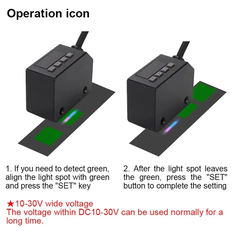 LX101 Color Code Sensor Label Sensor Photoelectric Contrast Sensor 12-24V DC Dig