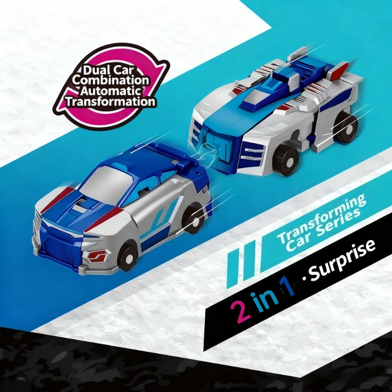 2 in 1 Collision Transforming Dinosaur Car Toys Magnetic Dinosaur Transformer Car Transform Into Dinosaurs Fun Transforming Cars