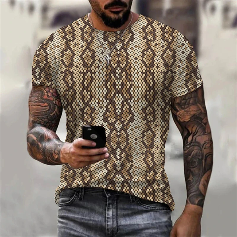 3D-Printed-Snake-Pattern-T-shirt-For-Men-Fashion-Casual-Trendy-Cool ...