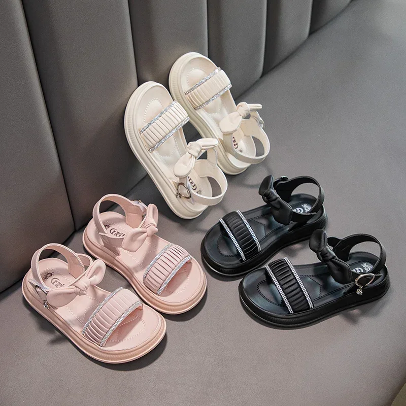 Girls Princess Kids Beach Sandals Crystal Non Slip Soft Sole