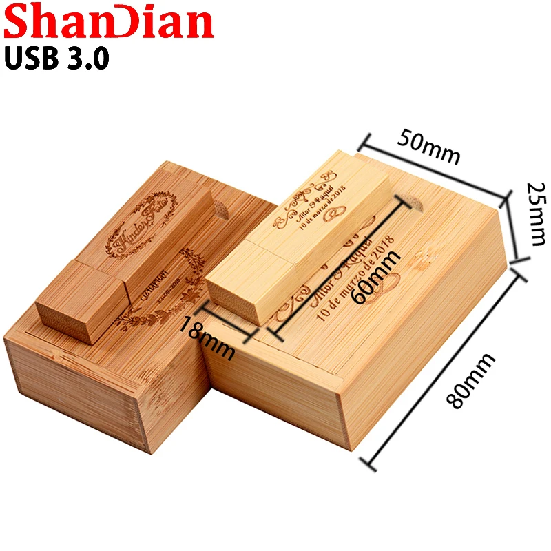 Maple Wooden Box With Custom Logo Usb 3.0 Pen Drive Memory Stick de Alta Velocidade Flash Drives 64gb 128gb 32gb 16gb 8gb 4gb Lote 10pc - Imagem 4