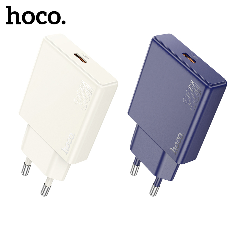 HOCO N44 Ultra Thin PD30W Wall Travel Phone Charger For iPhone 15/14/13/12 Pro Max Type C QC3.0 Fast Charging Adapter EU Plug