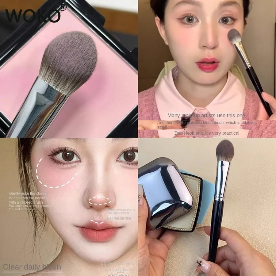 Peach Heart Blusher Brush Powder Blush Cream Liquid Blush Makeup Brushes Flat Small Precise Blush Brush Makeup Tools 3