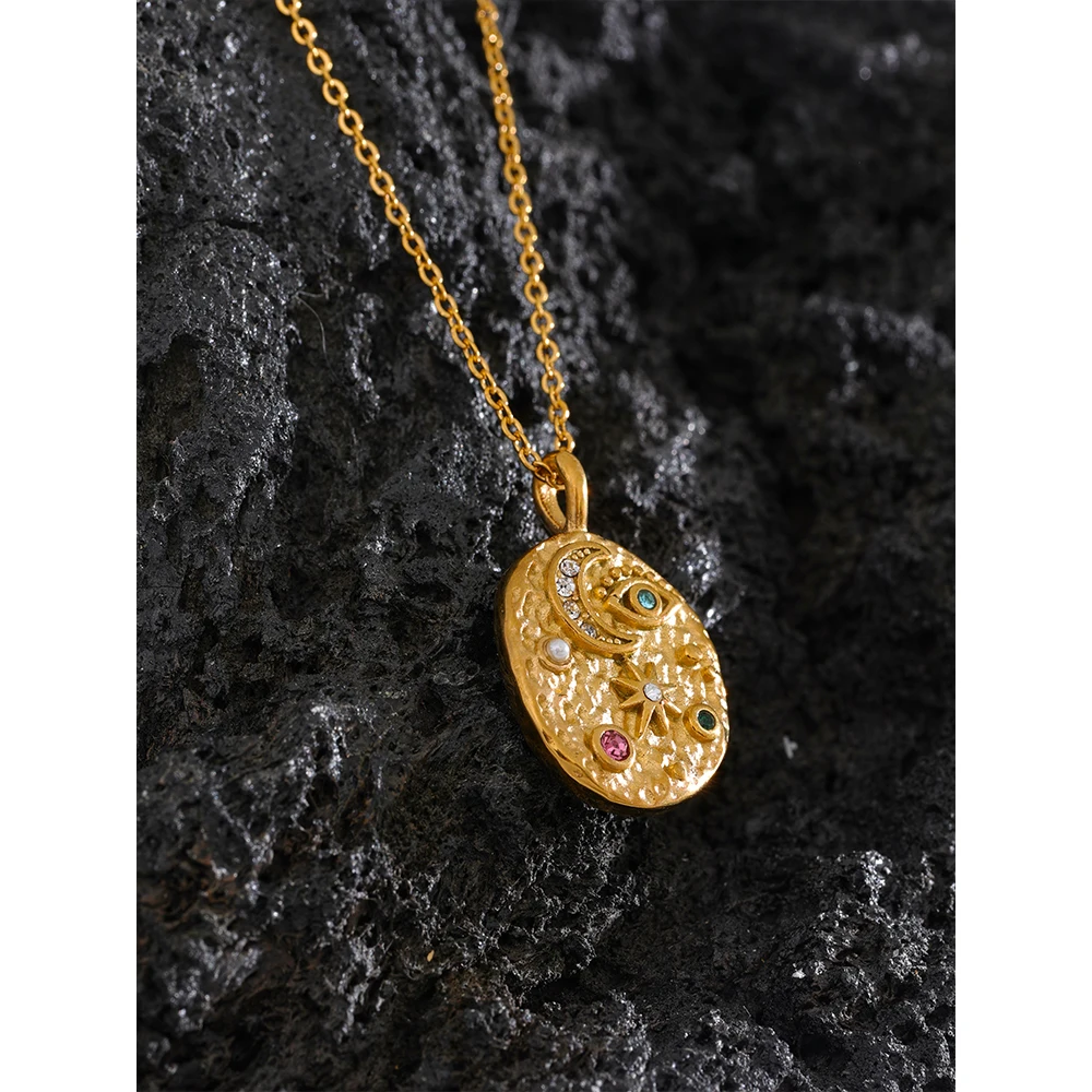Yhpup Necklace Stainless Steel Gold Color Mysterious Women Jewelry