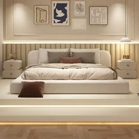 Lit de mariage multifonctionnel minimaliste moderne, chambre à coucher, espace de rangement, meubles de maison, taille Queen 2